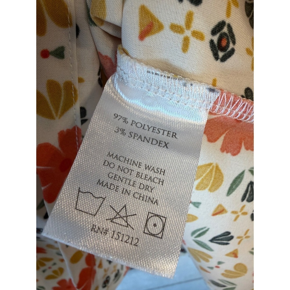 ⛱️🔥Michelle McDowell - Orange & Yellow Floral Smocked Blouse - L - Picture 5 of 5